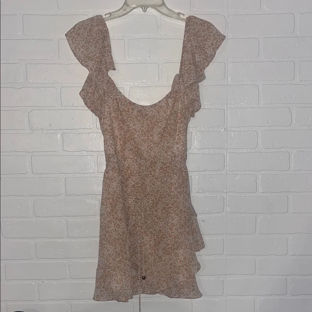 Twenty Ten Womens Mini Dress Pink and Beige Ruffle Sleeves Spring A-line Large - Picture 4 of 13